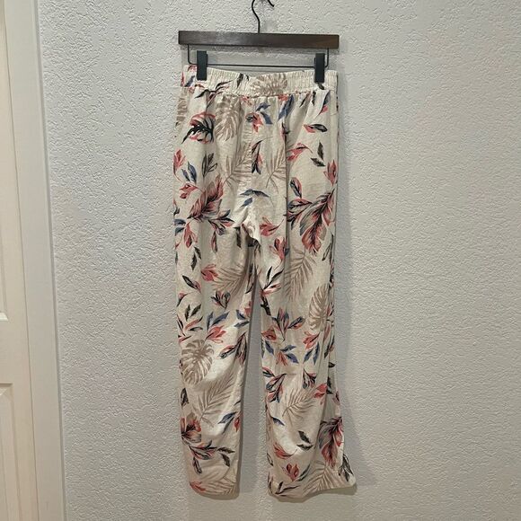 Briggs Elastic Waistband Pants Tan Floral Pattern Size Medium - Picture 8 of 11